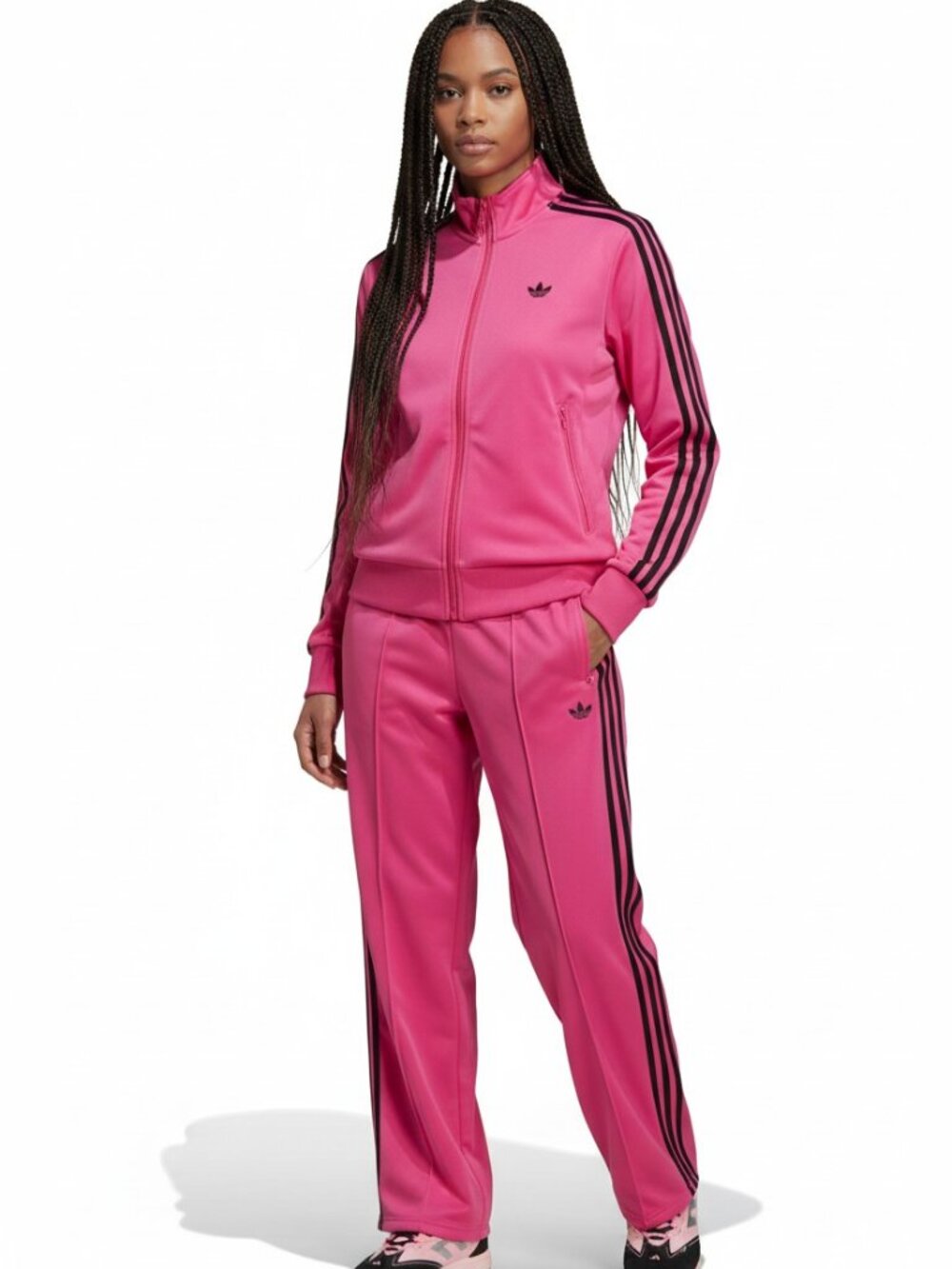 Adidas Originals Firebird Girls Youth L Pink Track Jacket Wide Leg Pants Set